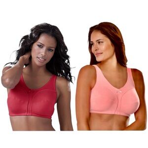 2 Pack bra’s Comfort Choice Women’s Cotton back-close Wireless Bra Size 38B